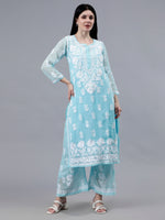 Load image into Gallery viewer, Seva Chikan Hand Embroidered Georgette Lucknowi Chikankari Kurta Set