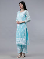 Load image into Gallery viewer, Seva Chikan Hand Embroidered Georgette Lucknowi Chikankari Kurta Set