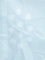 Load image into Gallery viewer, Seva Chikan Hand Embroidered Blue Terivoil Cotton Lucknowi Chikankari Saree- SCL6044