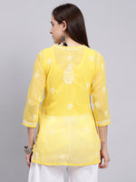 Load image into Gallery viewer, Seva Chikan Hand Embroidered Georgette Lucknowi Chikankari Top With Slip