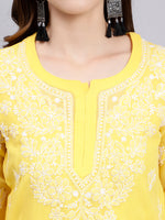 Load image into Gallery viewer, Seva Chikan Hand Embroidered Georgette Lucknowi Chikankari Top With Slip