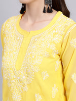 Load image into Gallery viewer, Seva Chikan Hand Embroidered Georgette Lucknowi Chikankari Top With Slip