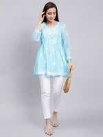 Load image into Gallery viewer, Seva Chikan Hand Embroidered Georgette Lucknowi Chikankari Top With Slip
