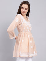 Load image into Gallery viewer, Seva Chikan Hand Embroidered Georgette Lucknowi Chikankari Top With Slip