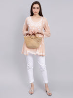 Load image into Gallery viewer, Seva Chikan Hand Embroidered Georgette Lucknowi Chikankari Top With Slip