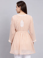 Load image into Gallery viewer, Seva Chikan Hand Embroidered Georgette Lucknowi Chikankari Top With Slip