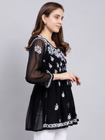 Load image into Gallery viewer, Seva Chikan Hand Embroidered Georgette Lucknowi Chikankari Top With Slip