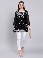 Load image into Gallery viewer, Seva Chikan Hand Embroidered Georgette Lucknowi Chikankari Top With Slip