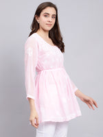 Load image into Gallery viewer, Seva Chikan Hand Embroidered Georgette Lucknowi Chikankari Top With Slip
