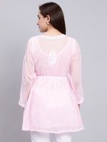 Load image into Gallery viewer, Seva Chikan Hand Embroidered Georgette Lucknowi Chikankari Top With Slip