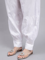 Load image into Gallery viewer, Seva Chikan Hand Embroidered Lucknowi Chikankari White Cotton Afghani Salwar for Women SCL11030