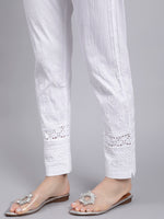Load image into Gallery viewer, Seva Chikan Hand Embroidered Lucknowi Chikankari White Lycra Trouser Palazzo Pant for Women SCL11029