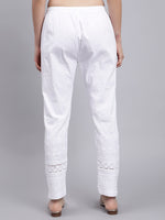 Load image into Gallery viewer, Seva Chikan Hand Embroidered Lucknowi Chikankari White Lycra Trouser Palazzo Pant for Women SCL11029