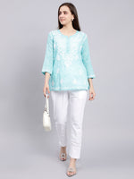 Load image into Gallery viewer, Seva Chikan Hand Embroidered Mal-Mal Lucknowi Chikankari Top
