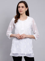 Load image into Gallery viewer, Seva Chikan Hand Embroidered Georgette Lucknowi Chikankari Top With Slip