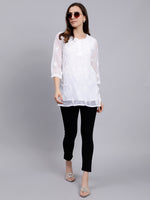 Load image into Gallery viewer, Seva Chikan Hand Embroidered Georgette Lucknowi Chikankari Top With Slip