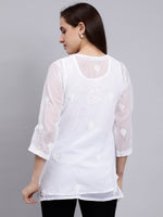 Load image into Gallery viewer, Seva Chikan Hand Embroidered Georgette Lucknowi Chikankari Top With Slip
