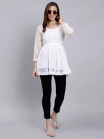 Load image into Gallery viewer, Seva Chikan Hand Embroidered Georgette Lucknowi Chikankari Top With Slip