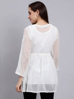 Load image into Gallery viewer, Seva Chikan Hand Embroidered Georgette Lucknowi Chikankari Top With Slip