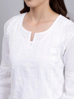Load image into Gallery viewer, Seva Chikan Hand Embroidered White Cotton Lucknowi Chikankari Top SCL9109