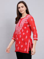 Load image into Gallery viewer, Seva Chikan Hand Embroidered Georgette Lucknowi Chikankari Top With Slip