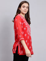 Load image into Gallery viewer, Seva Chikan Hand Embroidered Georgette Lucknowi Chikankari Top With Slip