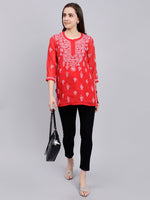Load image into Gallery viewer, Seva Chikan Hand Embroidered Georgette Lucknowi Chikankari Top With Slip