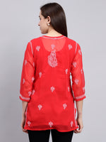Load image into Gallery viewer, Seva Chikan Hand Embroidered Georgette Lucknowi Chikankari Top With Slip