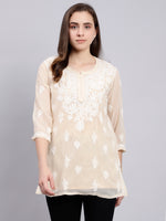 Load image into Gallery viewer, Seva Chikan Hand Embroidered Georgette Lucknowi Chikankari Top With Slip