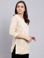 Load image into Gallery viewer, Seva Chikan Hand Embroidered Georgette Lucknowi Chikankari Top With Slip