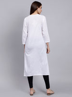 Load image into Gallery viewer, Seva Chikan Hand Embroidered Lucknowi Chikankari White Cotton Kurta and Cream Pant Set for Women SCL8033