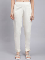 Load image into Gallery viewer, Seva Chikan Hand Embroidered Lucknowi Chikankari Green Kota Kurta and Cream Palazzo Set-SCL8031