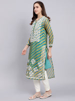 Load image into Gallery viewer, Seva Chikan Hand Embroidered Lucknowi Chikankari Green Kota Kurta and Cream Palazzo Set-SCL8031