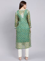 Load image into Gallery viewer, Seva Chikan Hand Embroidered Lucknowi Chikankari Green Kota Kurta and Cream Palazzo Set-SCL8031