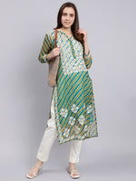 Load image into Gallery viewer, Seva Chikan Hand Embroidered Lucknowi Chikankari Green Kota Kurta and Cream Palazzo Set-SCL8031