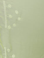Load image into Gallery viewer, Seva Chikan Hand Embroidered Parrot Green Georgette Lucknowi Chikankari Saree- SCL6049
