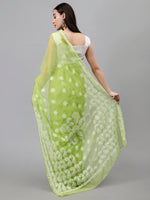 Load image into Gallery viewer, Seva Chikan Hand Embroidered Parrot Green Georgette Lucknowi Chikankari Saree- SCL6049