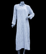 Load image into Gallery viewer, Seva Chikan Hand Embroidered White Viscose Georgette Lucknowi Chikan Kurta-SCL0876
