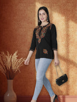 Load image into Gallery viewer, Seva Chikan Hand Embroidered Cotton Lucknowi Chikan Short Top