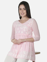 Load image into Gallery viewer, Seva Chikan Hand Embroidered Georgette Lucknowi Chikan Top
