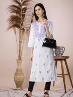 Load image into Gallery viewer, Seva Chikan Hand Embroidered White Cotton Lucknowi Chikankari Kurta