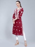 Load image into Gallery viewer, Seva Chikan Hand Embroidered Rayon Lucknowi Chikankari Kurta