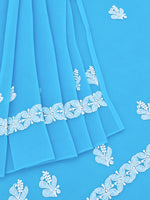 Load image into Gallery viewer, Seva Chikan Hand Embroidered Blue Georgette Lucknowi Chikankari Unstitched Suit Piece-SEV15047