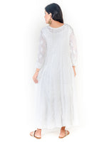 Load image into Gallery viewer, Seva Chikan Hand Embroidered White Cotton Lucknowi Chikankari Anarkali- SCL1317
