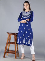 Load image into Gallery viewer, Seva Chikan Hand Embroidered Cotton Lucknowi Chikan Kurti