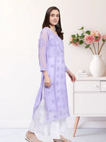 Load image into Gallery viewer, Seva Chikan Hand Embroidered Georgette Lucknowi Chikankari Kurta With Slip