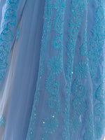 Load image into Gallery viewer, Seva Chikan Hand Embroidered Blue Georgette Lucknowi Saree With Sequins Work-SCL1757