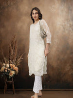 Load image into Gallery viewer, Seva Chikan Hand Embroidered Georgette Lucknowi Chikankari Kurta With Slip