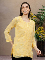 Load image into Gallery viewer, Seva Chikan Hand Embroidered Georgette Lucknowi Chikankari Top With Slip
