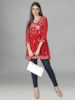 Load image into Gallery viewer, Seva Chikan Hand Embroidered Georgette Lucknowi Chikan Top